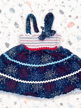 Good Lad Navy Blue Red White Fireworks Sundress